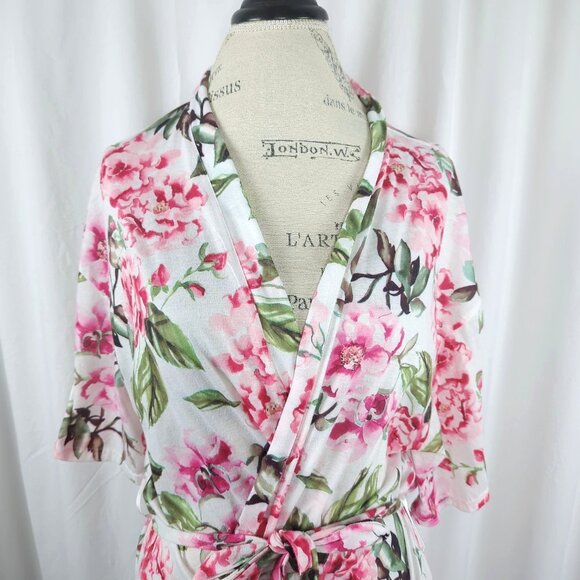 Show Me Your Mumu Pink Robe Short Floral White - Picture 2 of 10